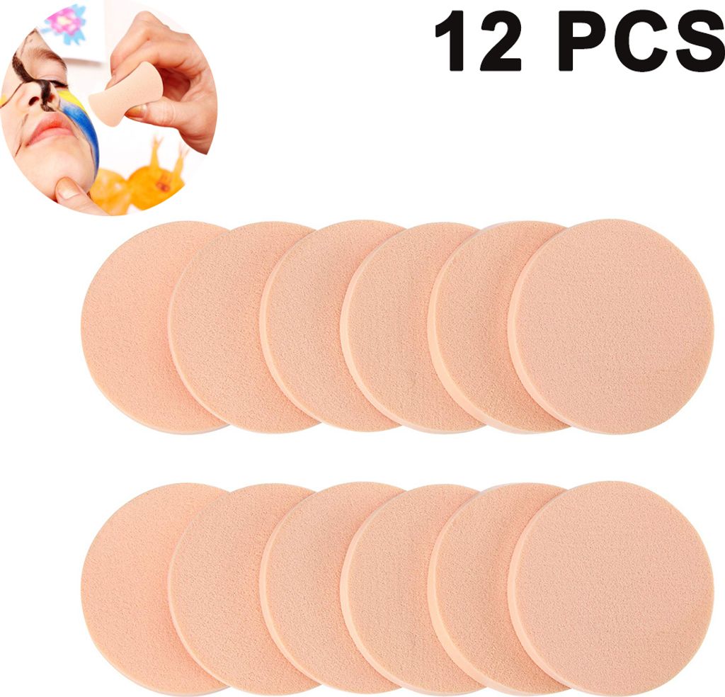 12-teiliges rundes Make-up-Kosmetik-Quasten-Set mit runden Foundation-Make-up-Schwammchen, runder Kosmetik-Make-up-Schwamm für die meisten Arten v...