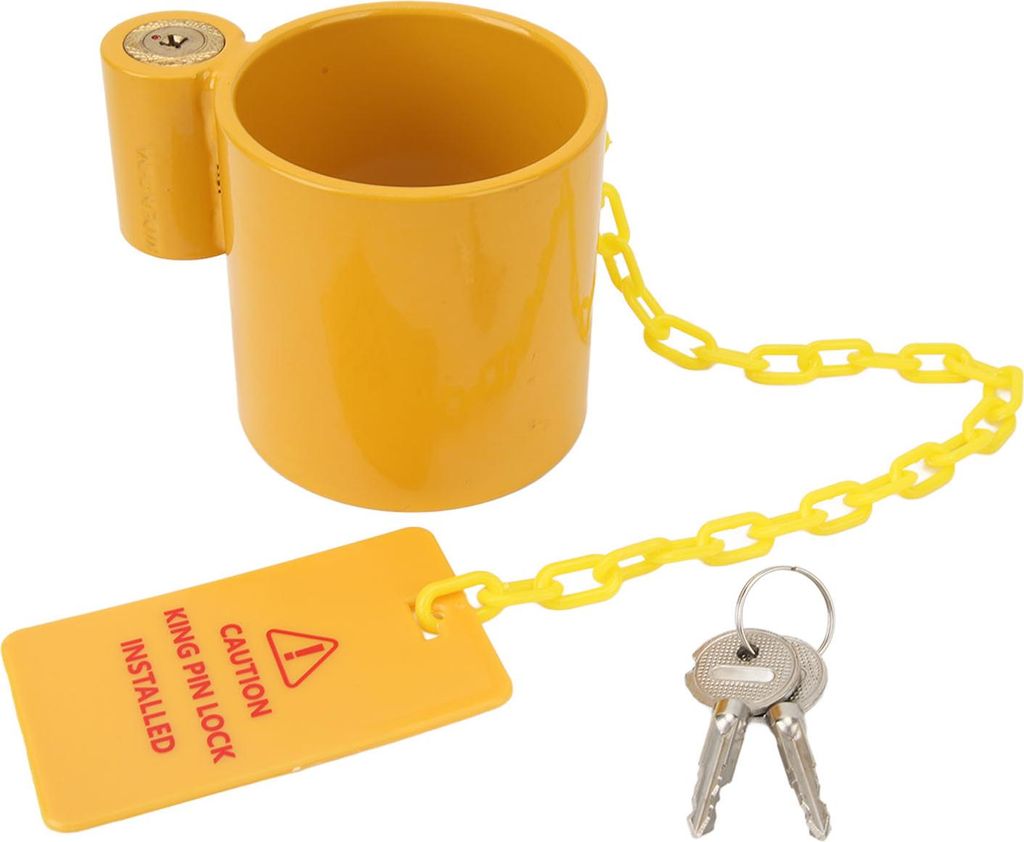 5. Rad King Pin Lock Anti-Rost-Hochleistungsstahlanhänger mit gelbem Warnschild für Wohnmobile