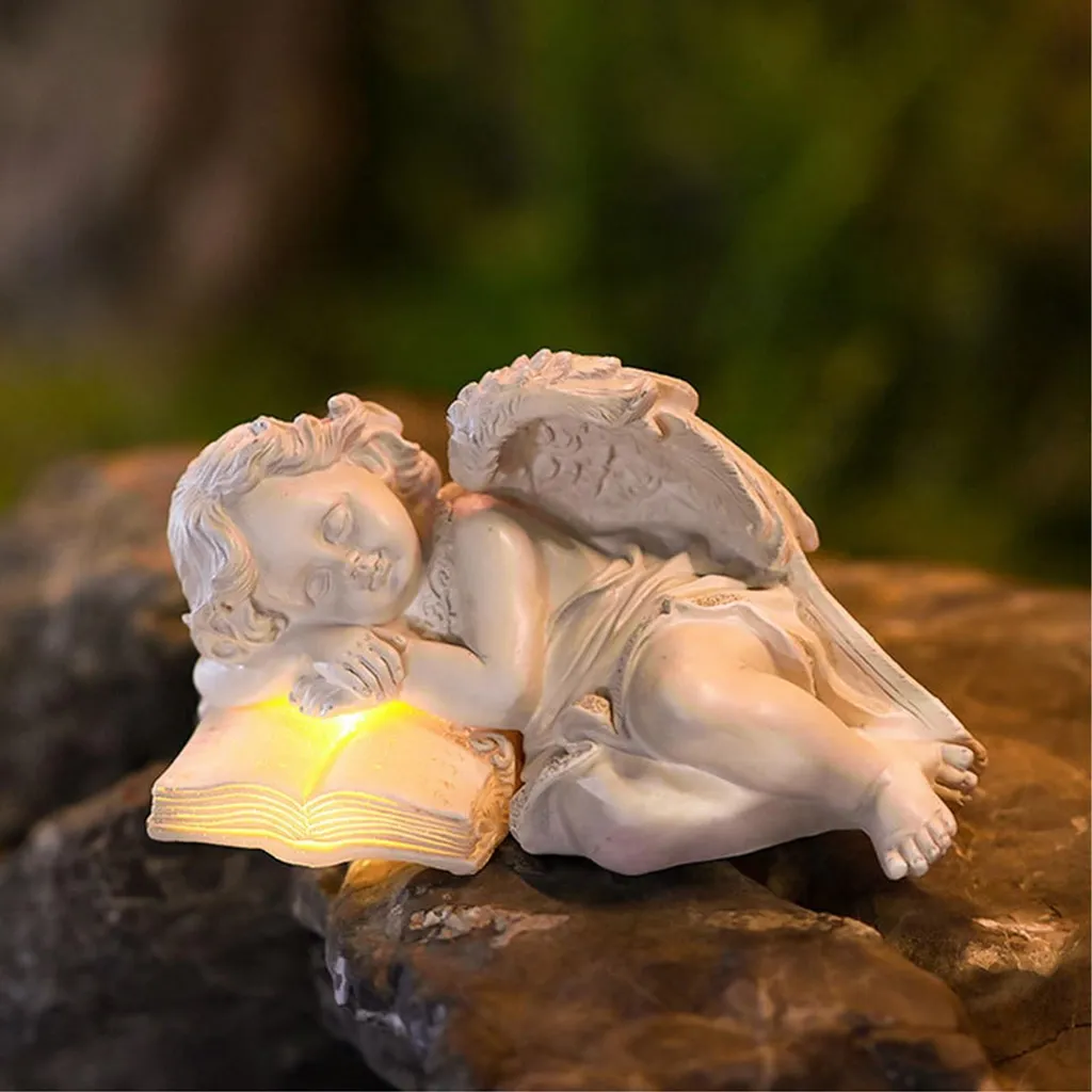 Décoration Ange pour Cimetière LED - Sculpture Extérieure pour Pelouse