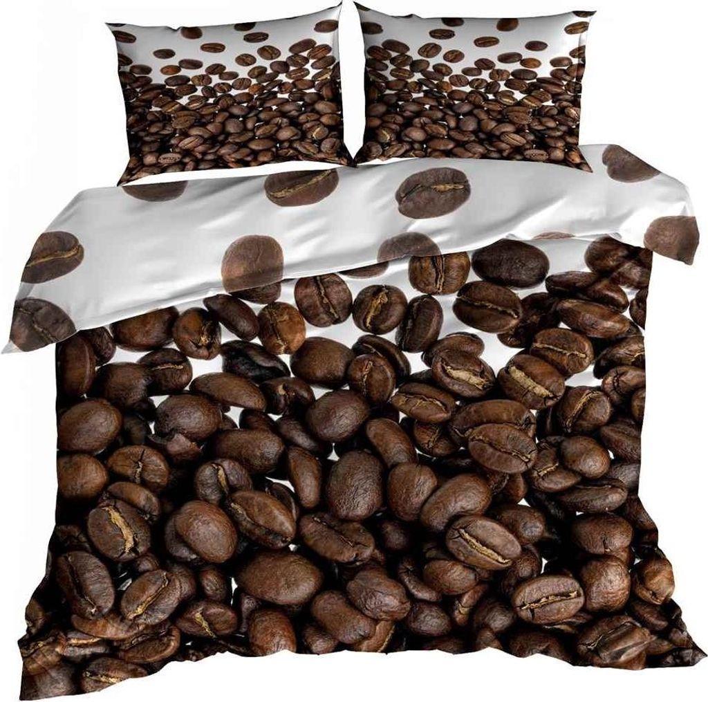 3D Baumwollsatin Bettwäsche 160x200cm KAFFEE