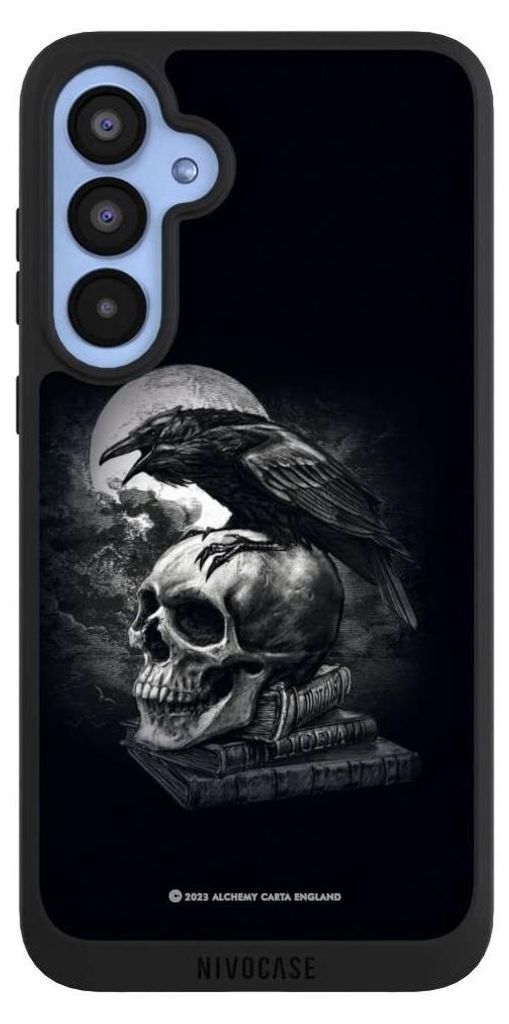 NIVOCASE Handyhülle für Samsung Galaxy A55 5G Hülle NIVOpure Case Schwarz Rabe Schädel Totenköpfe