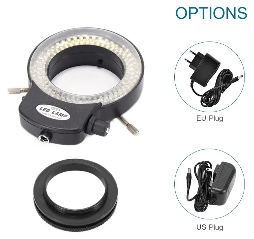 Lumière annulaire 144 LED à intensité variable pour caméra et microscope