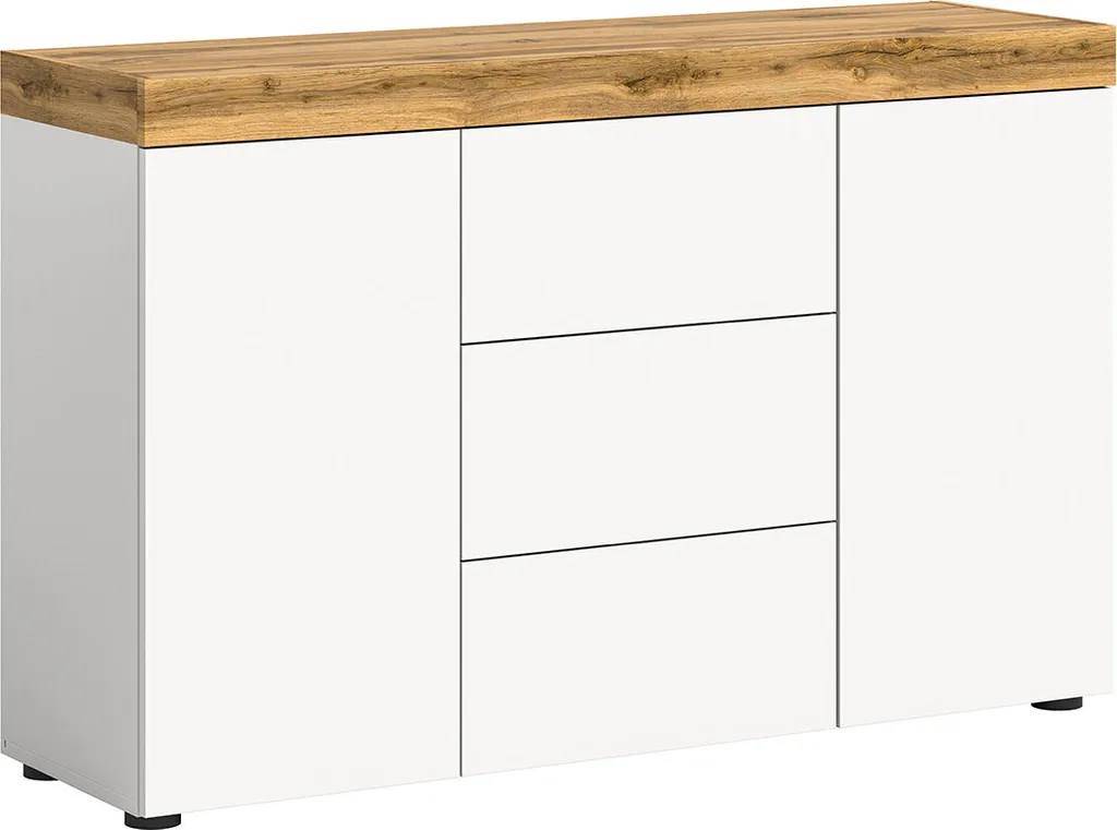 Malibu Buffet 2 Portes Blanc : Enfilade Design avec Rangement Compact