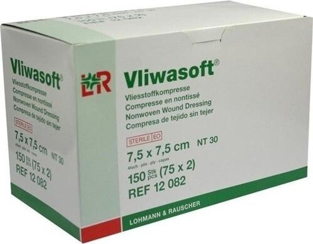 VLIWASOFT Vlieskompressen steril 7,5x7,5 cm 4l. Produktbild 