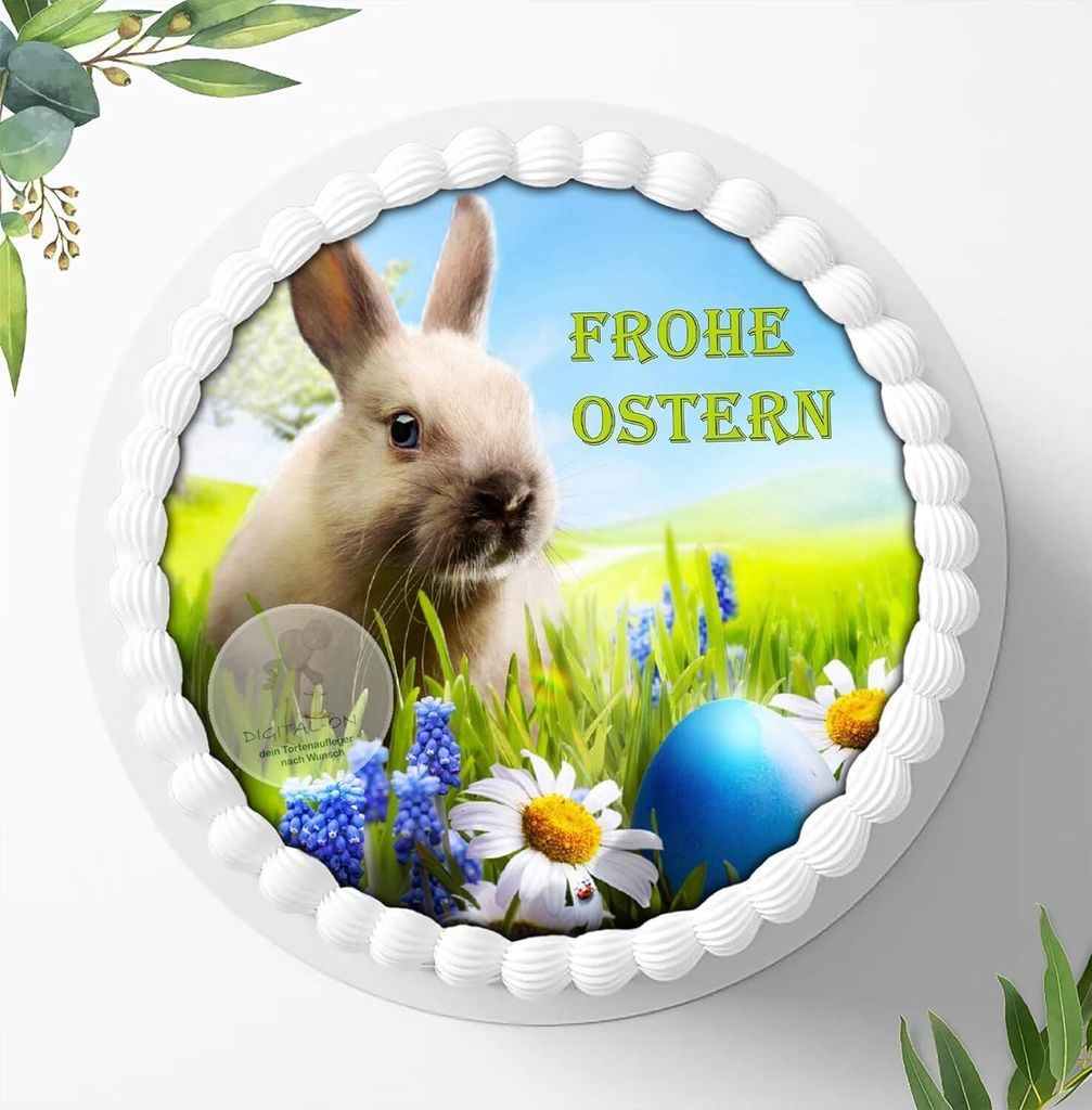 Für die Geburtstags Torte ein Tortenaufleger, Zuckerbild mit dem Motiv: Ostern, Essbares Foto für Torten, Fondant, Ø 20cm, 0159w