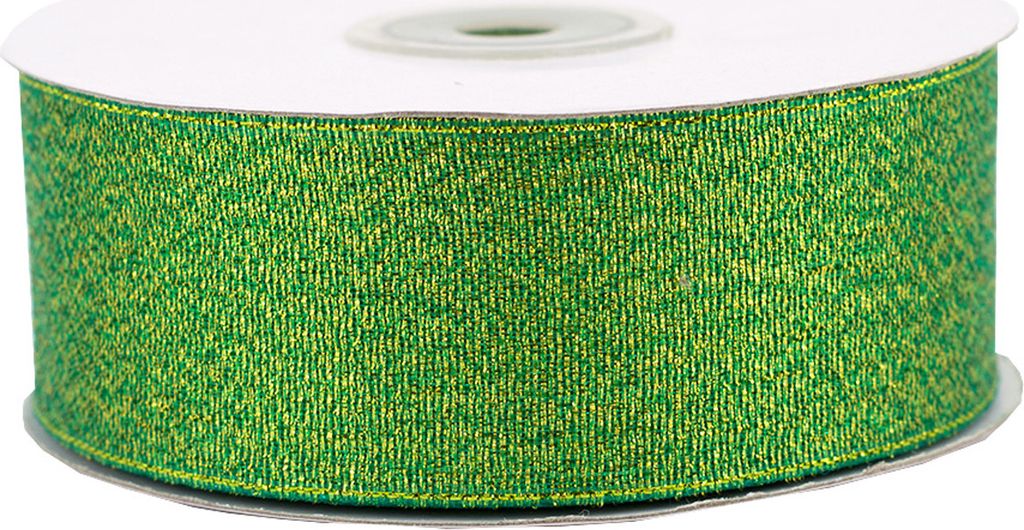 Glitzerband 38mm x 32m Rolle Grün / Gold