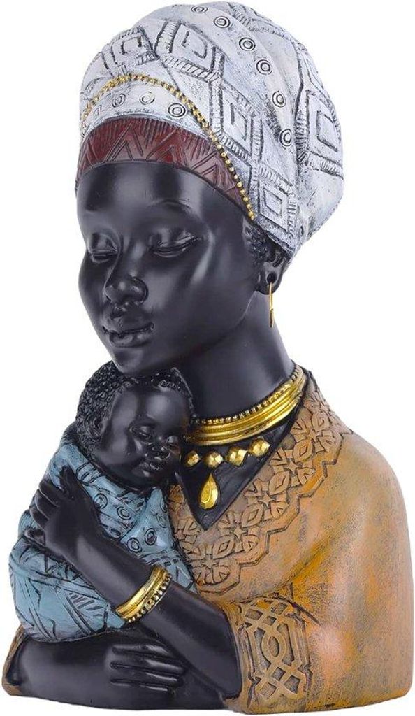 Afrikanische Tafelbild in Form eines Afrikanischen Brustbildes, moderne afrikanische Kunstskulpturen, afrikanische Holzbildwerke für Innenraumgest...