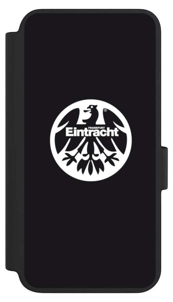 NIVOCASE Klapphülle für Samsung Galaxy S23 Handyhülle aus Kunst Leder NIVOflip schwarz Adler Eintracht Frankfurt Logo
