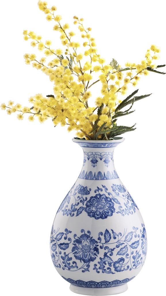 Navaris Blau Weiße Vase - kleine Vasen für Tischdeko - Landhausstil Deko - rustikale Deko für Wohnzimmer Vintage - Antik Keramik Vase klein - Ce...