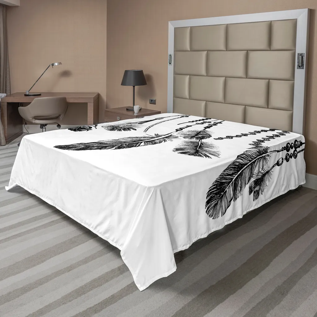 Drap de lit Doux et Confortable à Motif Tribal Plumes 1 Pièce 275x260cm