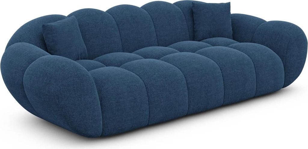 Strukturstoff 3-Sitzer Couch Liva Dunkelblau
