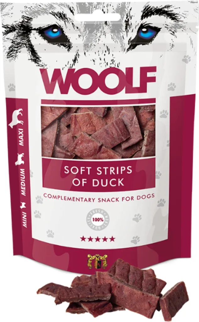 Woolf Strisce Morbide di Anatra 100g - Snack Naturale Cane