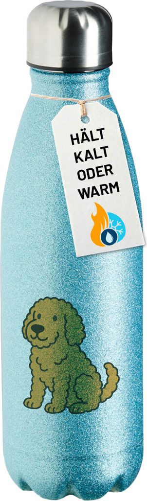 Huuraa Trinkflasche Goldendoodle Comic Goldiepoo 500ml Blue Edelstahl Wasserflasche Trinkflasche Geschenkidee