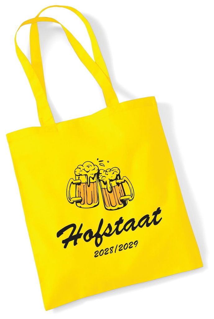 Huuraa Jutebeutel Hofstaat 2028/29 Bierkrug Schützenfest 10 Liter Yellow Baumwolle Tasche Geschenkidee