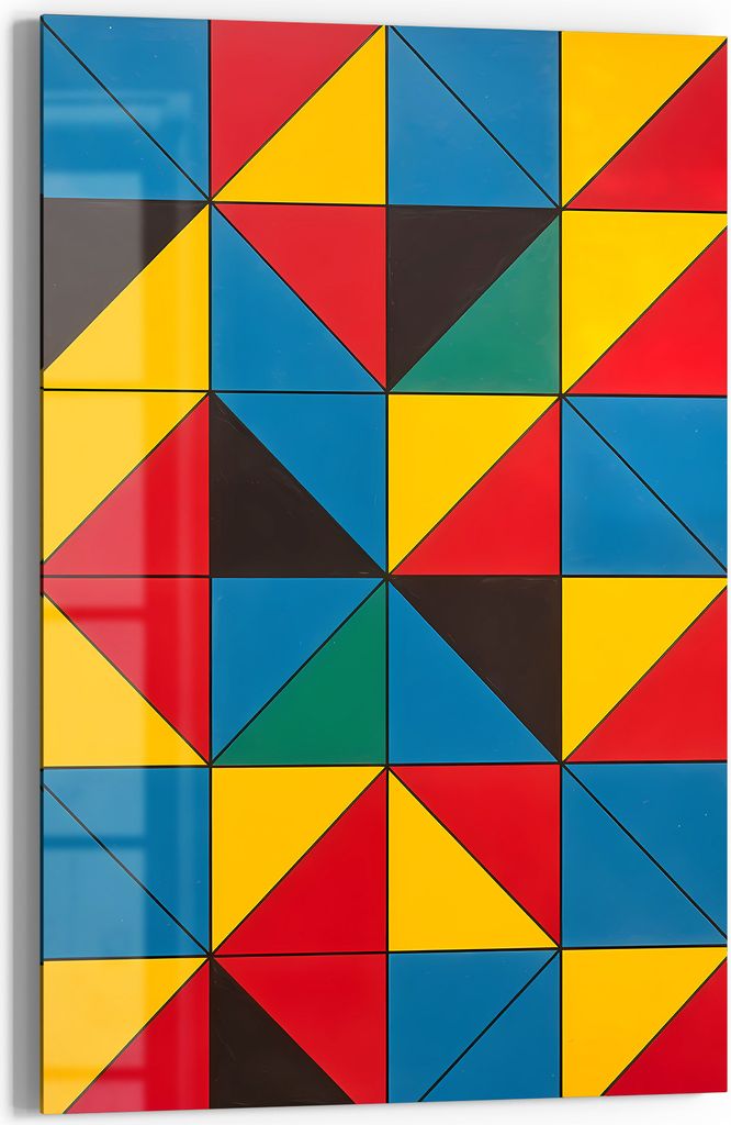DEQOART Glasbild Echtglas 60x90 cm 'Dynamische Primäre' Wandbild Bild modern Deko