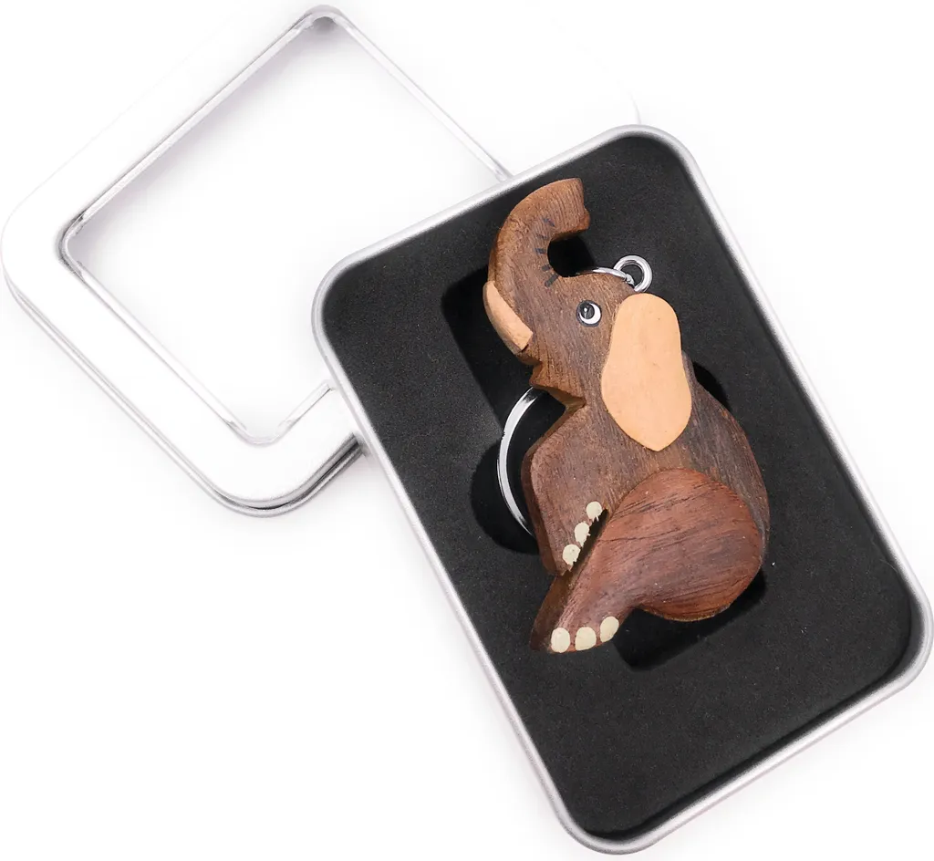 Accessorio Chiavi Elefante in Legno Bio - Design Minimalista Portafortuna