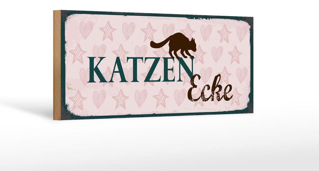Holzschild Spruch 27x10 cm Katzen Ecke Schild