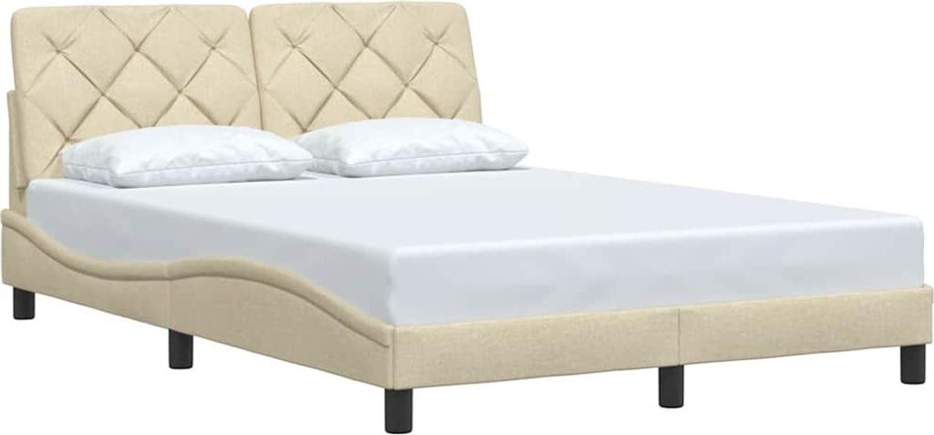 vidaXL Bettgestell ohne Matratze Creme 140x190 cm Stoff