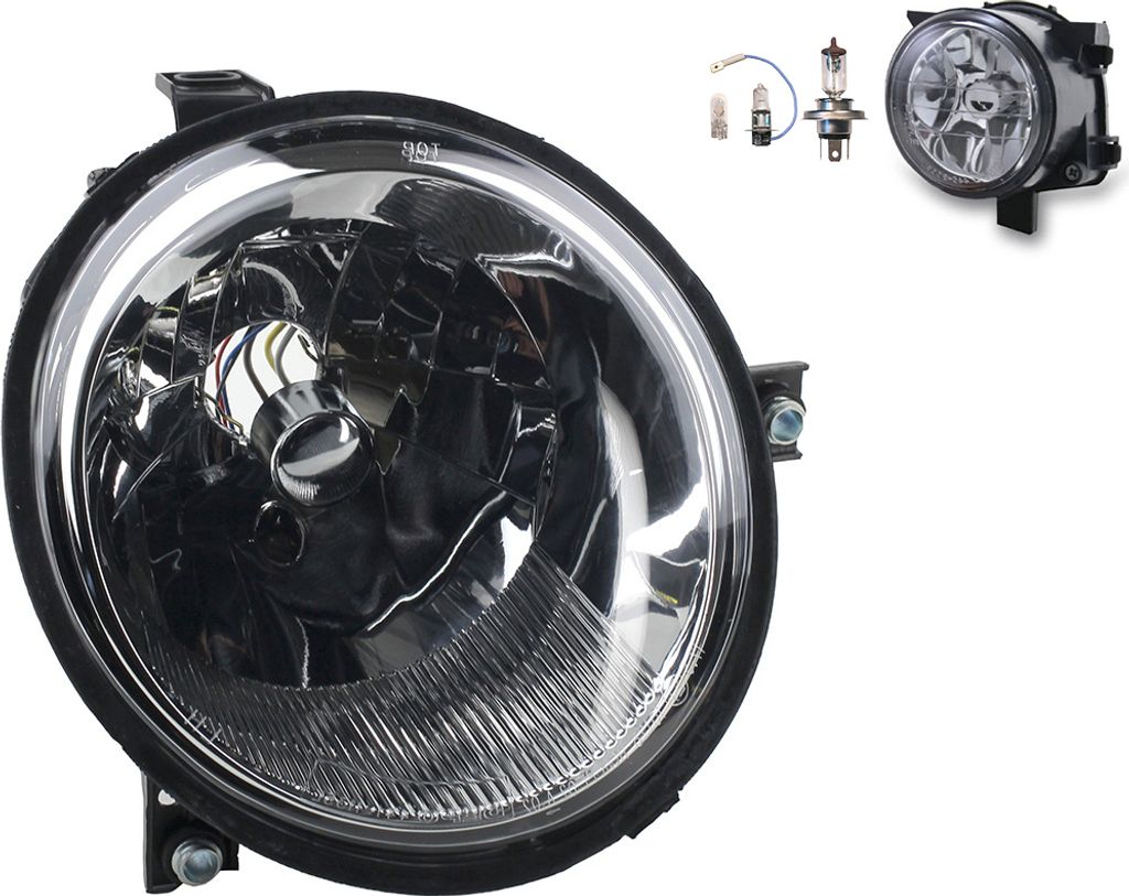 Johns, Scheinwerfer Halogen passend für VW Lupo 6X 09/98-07/05 H4 R + Nebel+Leuchtmitt. 6X1941752C 6X1941752H 6X1941752J 6X1941752F 6H0941700A 6H0...