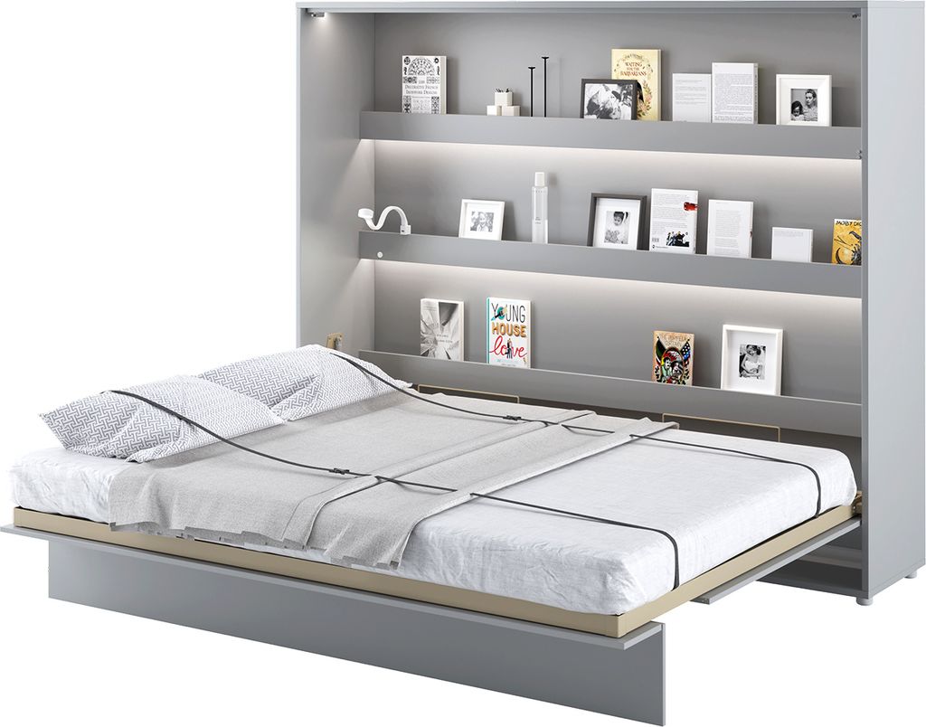 MEBLINI Schrankbett Bed Concept - Wandbett mit Lattenrost - Klappbett mit Schrank - Wandklappbett - Murphy Bed - Bettschrank - BC-14 - 160x200cm Ho...