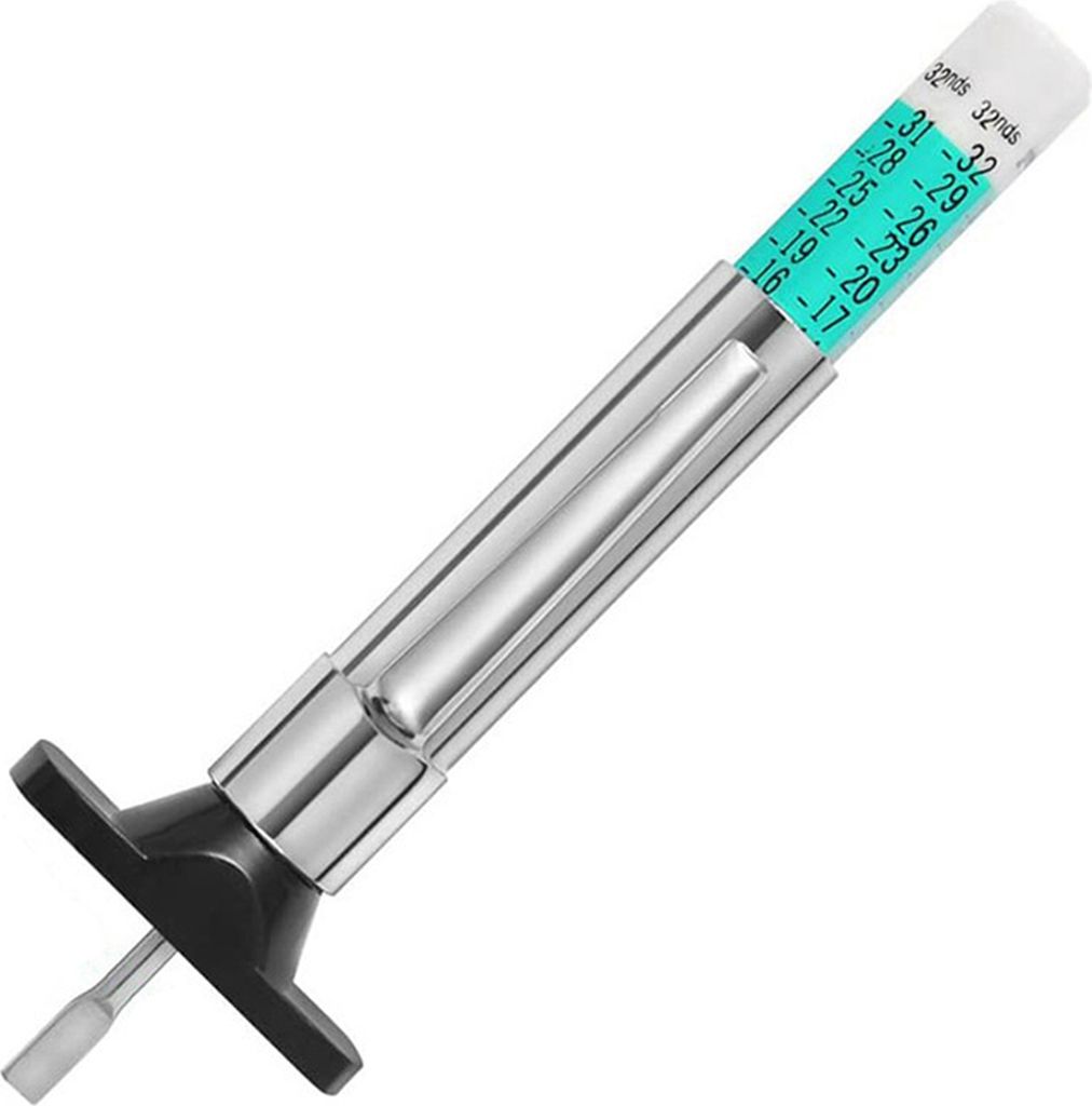 0-25 mm Professionelles Autoreifen-Profiltiefenmessgerät aus Edelstahl, farbcodiert, Reifengewindetiefenmesser