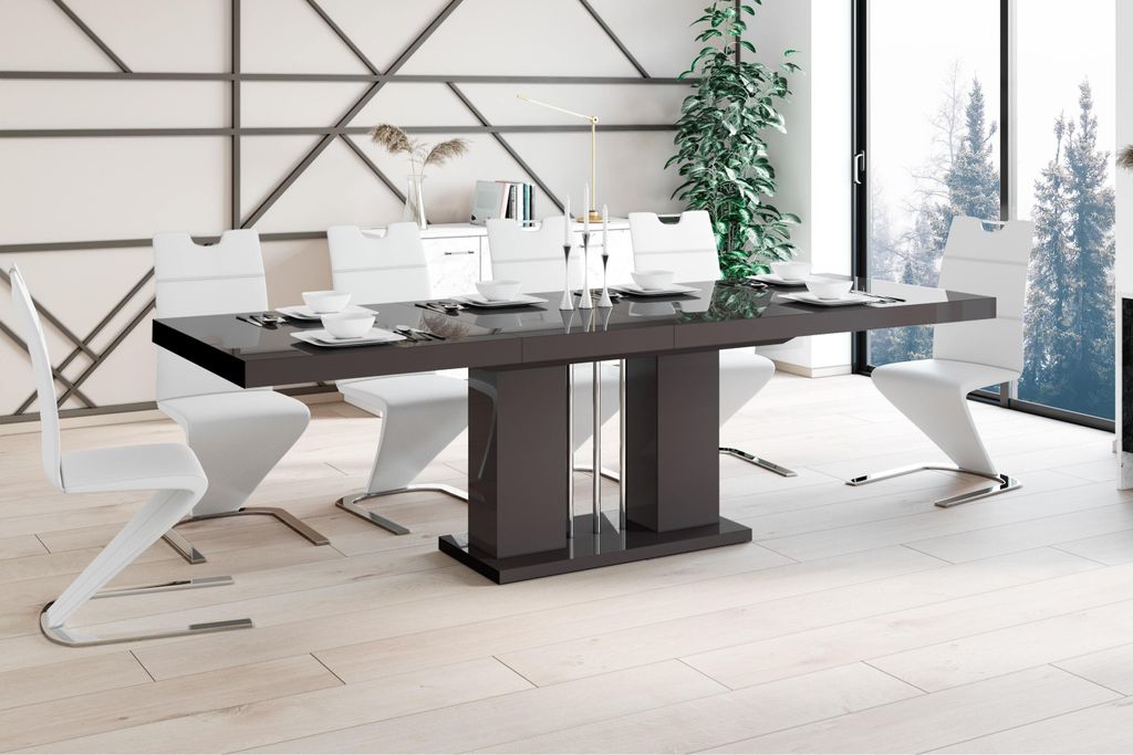 Design Esstisch HLE-111 Hochglanz ausziehbar Tisch Esszimmer 160 - 256