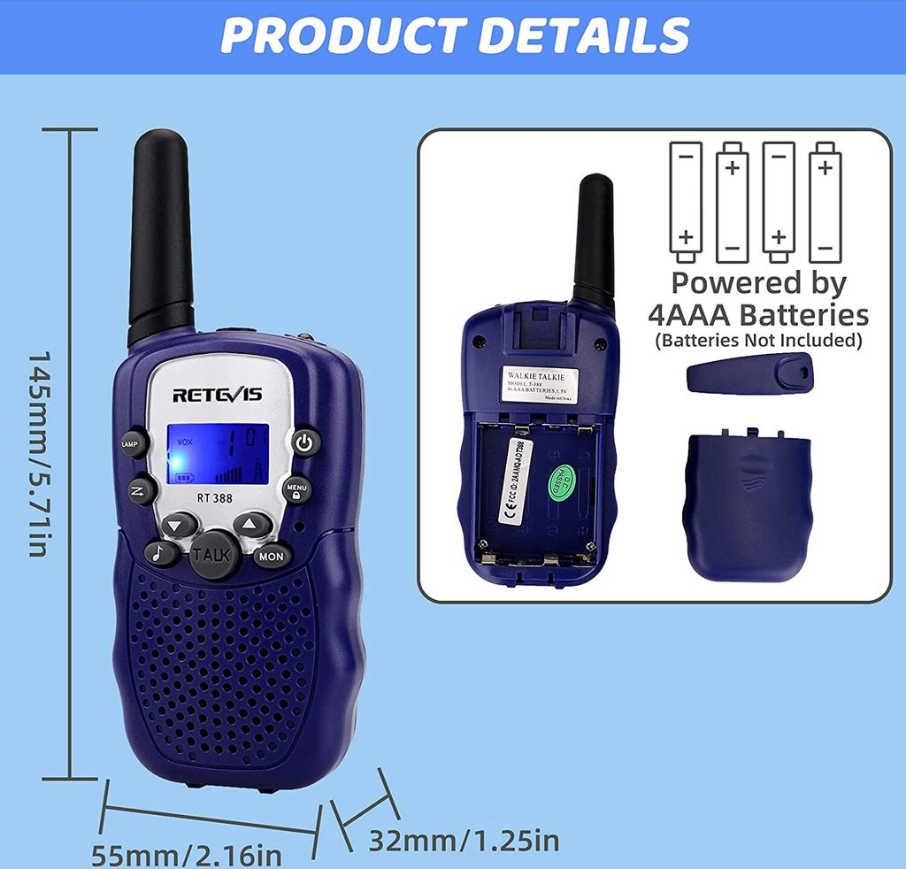 Retevis RT388 Walkie Talkie, Ostergeschenke Kinder ab 4-12 Produktbild 3