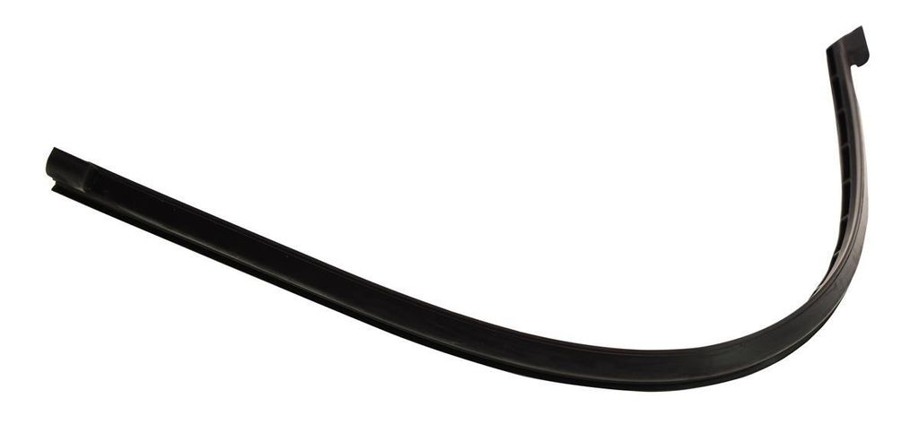 A black dishwasher door seal or gasket is shown against a white background.