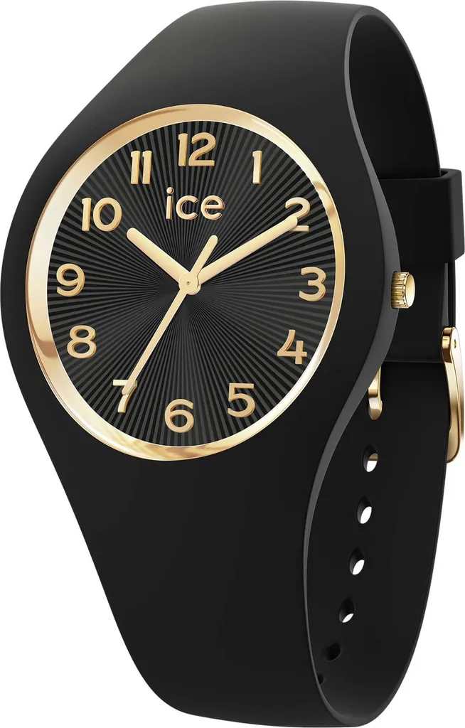 Montre Femme Ice Watch Noire et Dorée en Silicone Ice Champagne Small