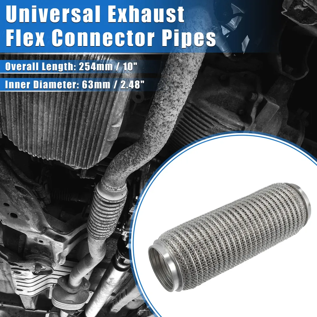Raccord flexible d'échappement universel en inox 63mm x 250mm auto