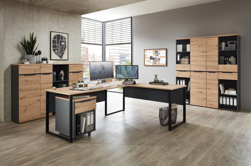Komplettbüro MEMPHIS IV 8-teilig Front Artisan Eiche Korpus Produktbild 