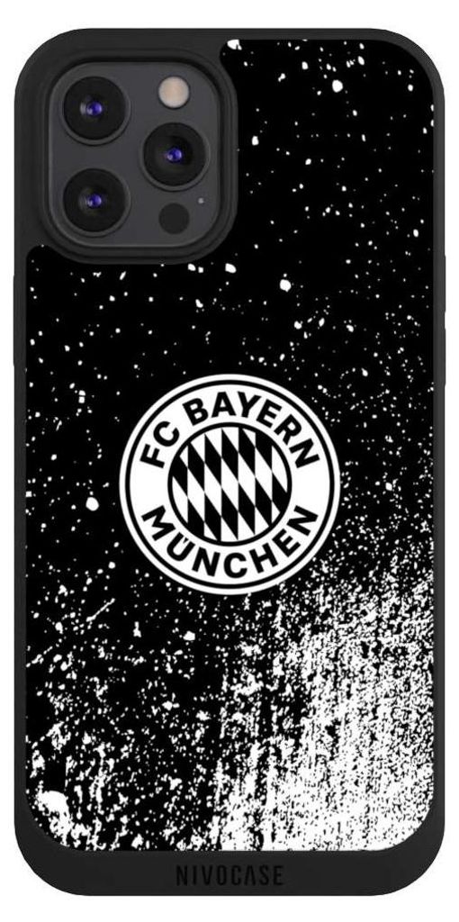 NIVOCASE Handyhülle für Apple iPhone 12 Pro Max Hülle NIVOpure Case Schwarz FC Bayern München FCB Offizielles Lizenzprodukt