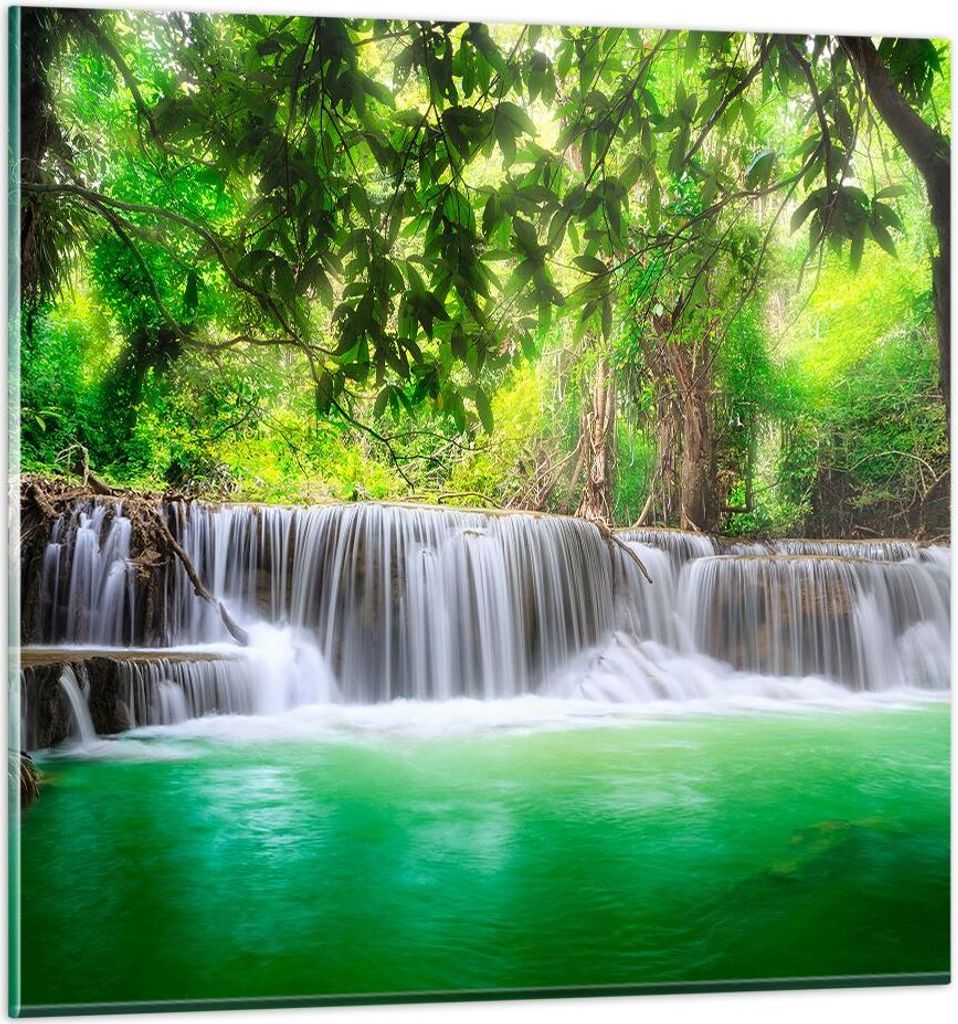 Bilder auf glas - Wasser Park Natur Landschaft - 50x50cm - Glasbilder - Wandbilder - Kunstdruck - zum Aufhängen bereit - Wanddekoration aus Glas -...