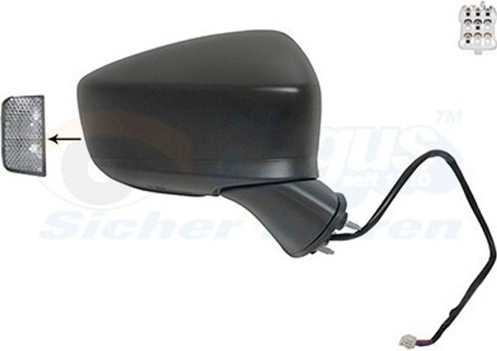 VAN WEZEL 2749806 Außenspiegel Seitenspiegel Rechts für MAZDA 2 Schrägheck (DL, DJ) Konvex Grundiert
