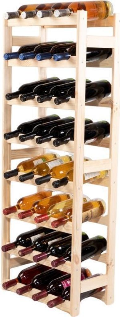 Weinregal PINOTWINE | HxBxT 118x43x25cm | 32 Flaschen | Massives Kiefernholz | Natur unbehandelt
