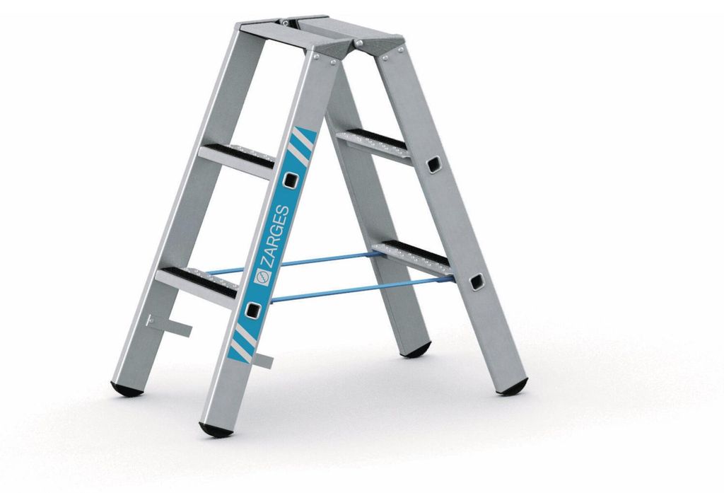 Zarges gebördelte Stufen-Stehleiter R13step-B eloxiert 2x3 Stufen