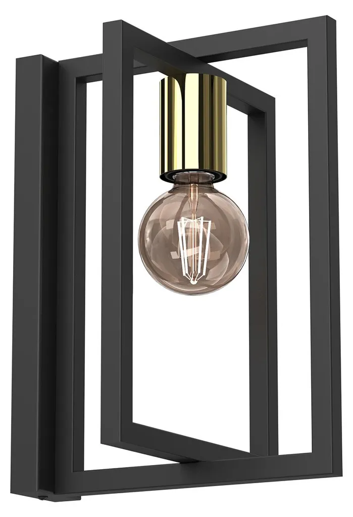 Applique design métal noir et doré 30cm Belfort avec douille E27 15W