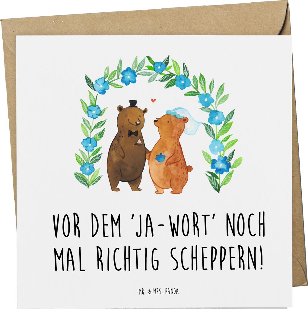 Mr. & Mrs. Panda Grußkarte Polterabend Spaß - Weiß - Geschenk, doppelkarte, Heirat, Geschenke, Ehebund, Glückwunschkarte, Hochzeitsvorbereitung...