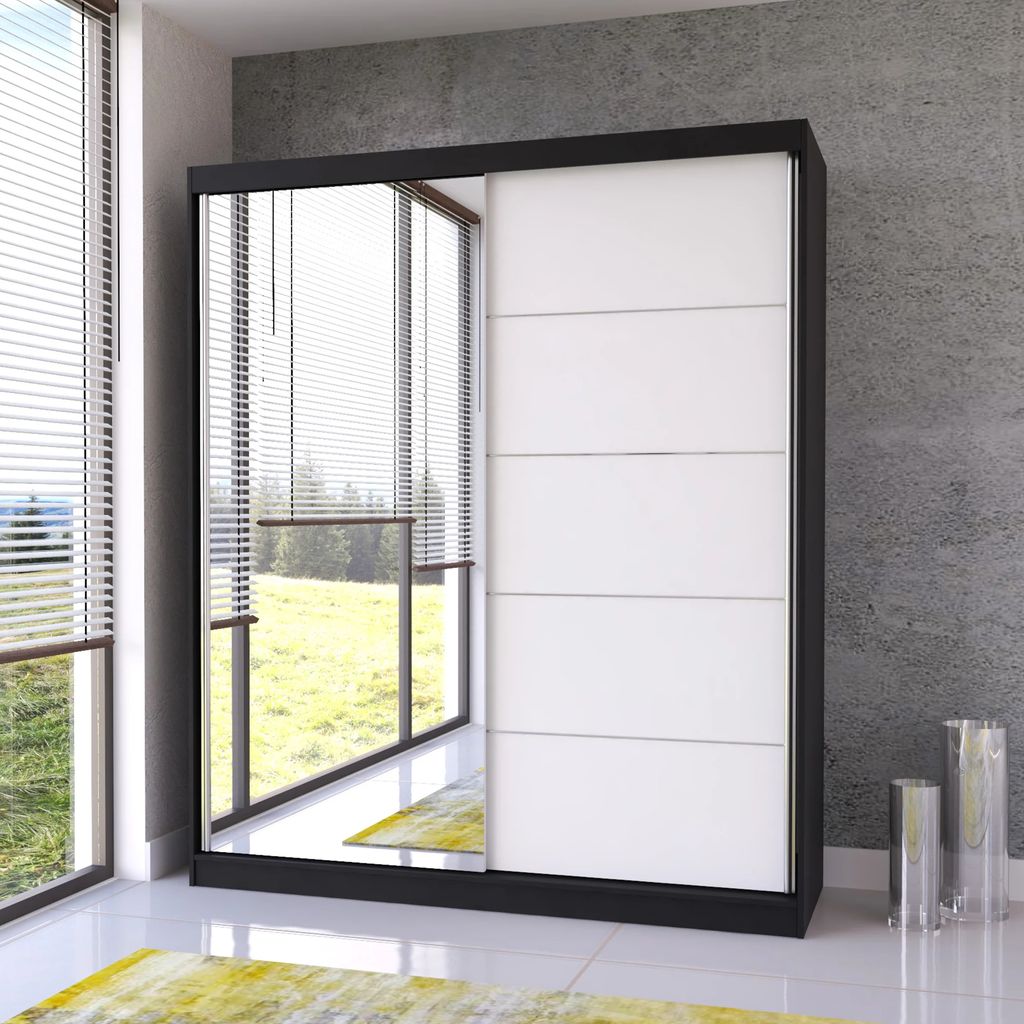 Schwebetürenschrank Kleiderschrank Schrank 183 cm Produktbild 1