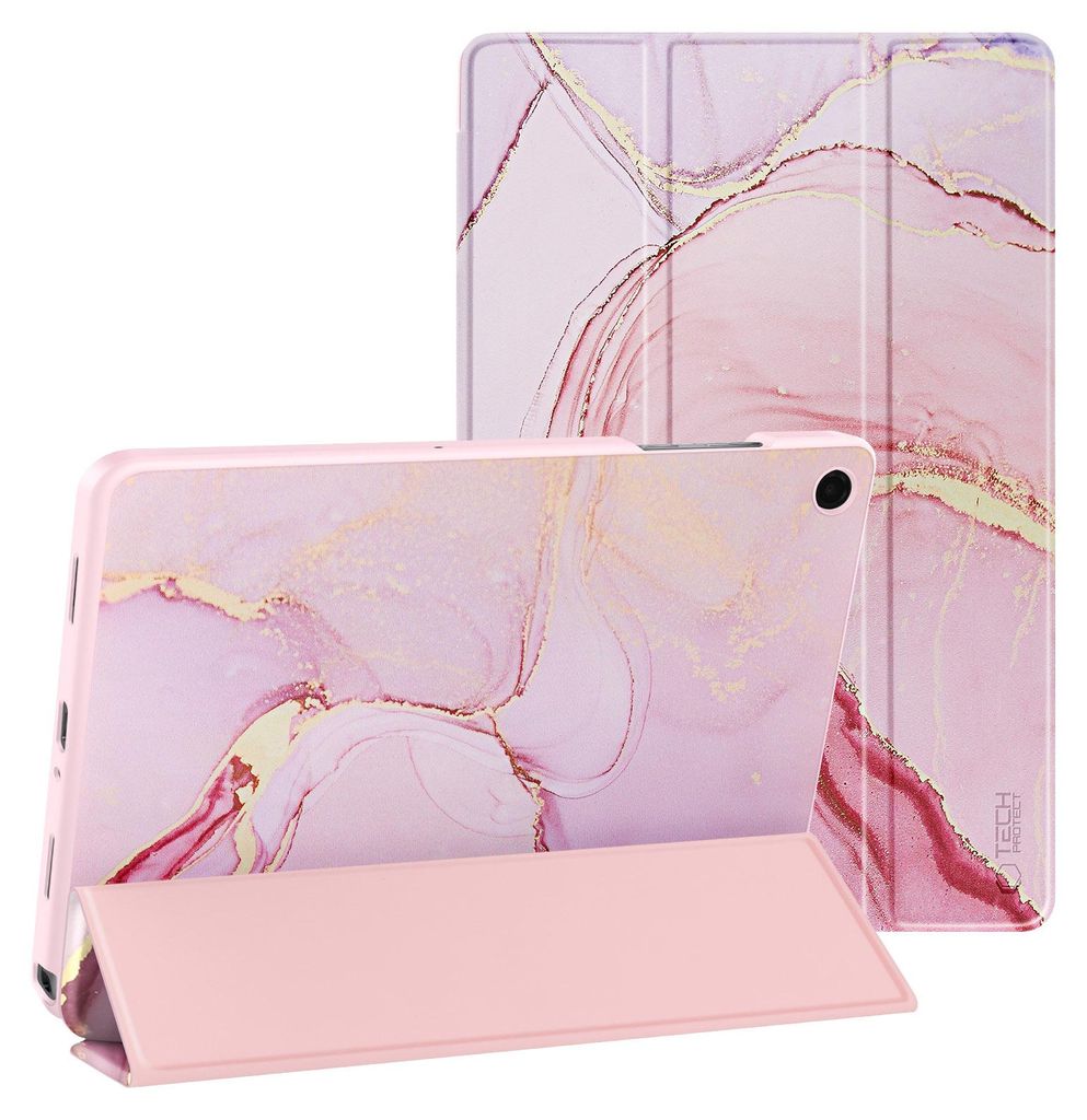 Tech Protect, Klappetui Marmor Design mit Ständer und Produktbild 