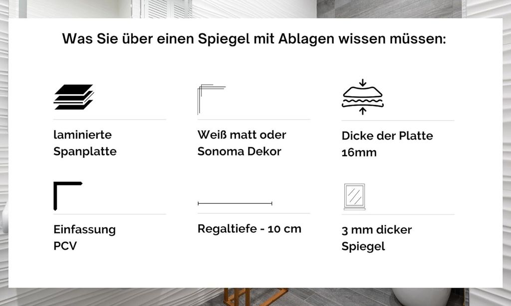 Nástěnné zrcadlo 60 cm x 50 cm Koupelnové zrcadlo s Obrázek produktu 7