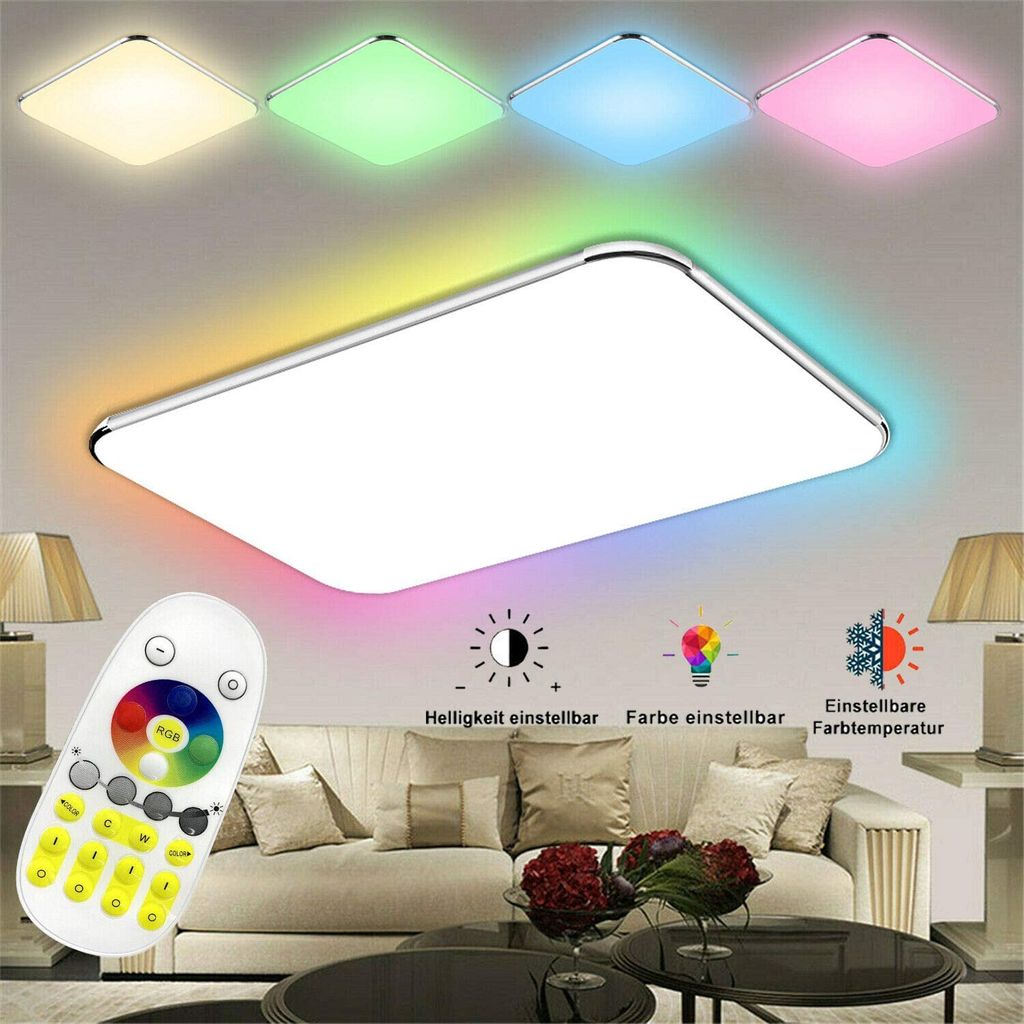 LED Deckenleuchte Dimmbar Ultraslim Deckenlampe mit Fernbedienung Wohnzimmer DE
