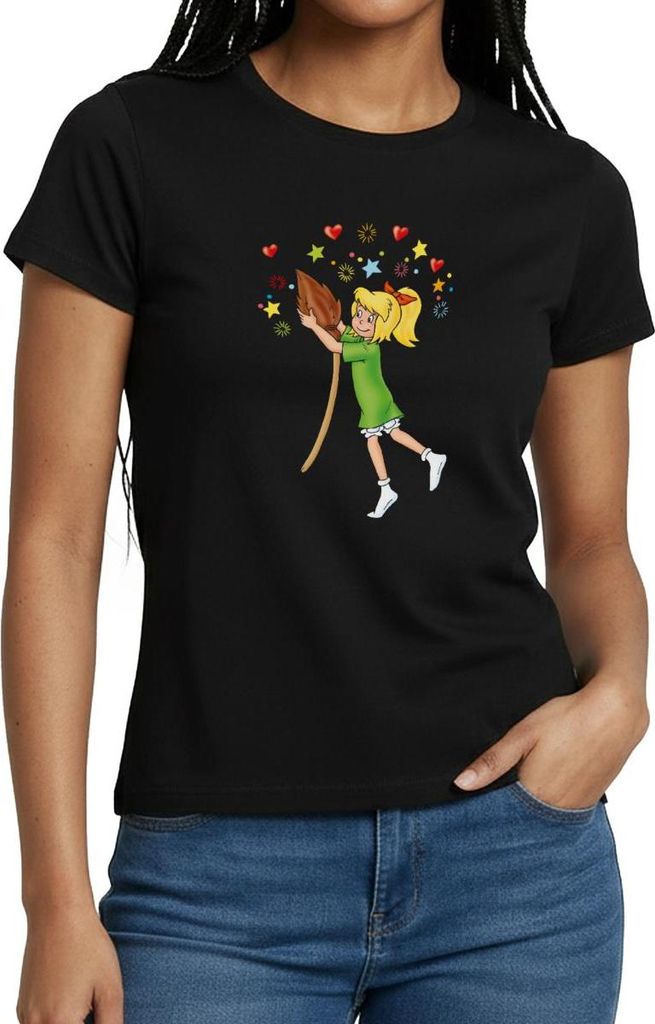Spreadshirt Bibi Blocksberg Tanzt Mit Ihrem Besen Kartoffelbrei Frauen T-Shirt, S, Schwarz