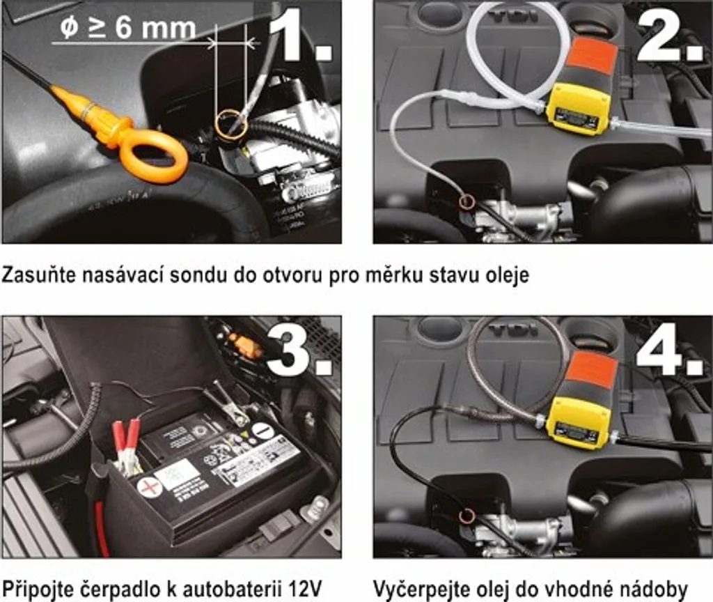 Pompe à gasoil 12V compacte avec pinces batterie pour vidange propre