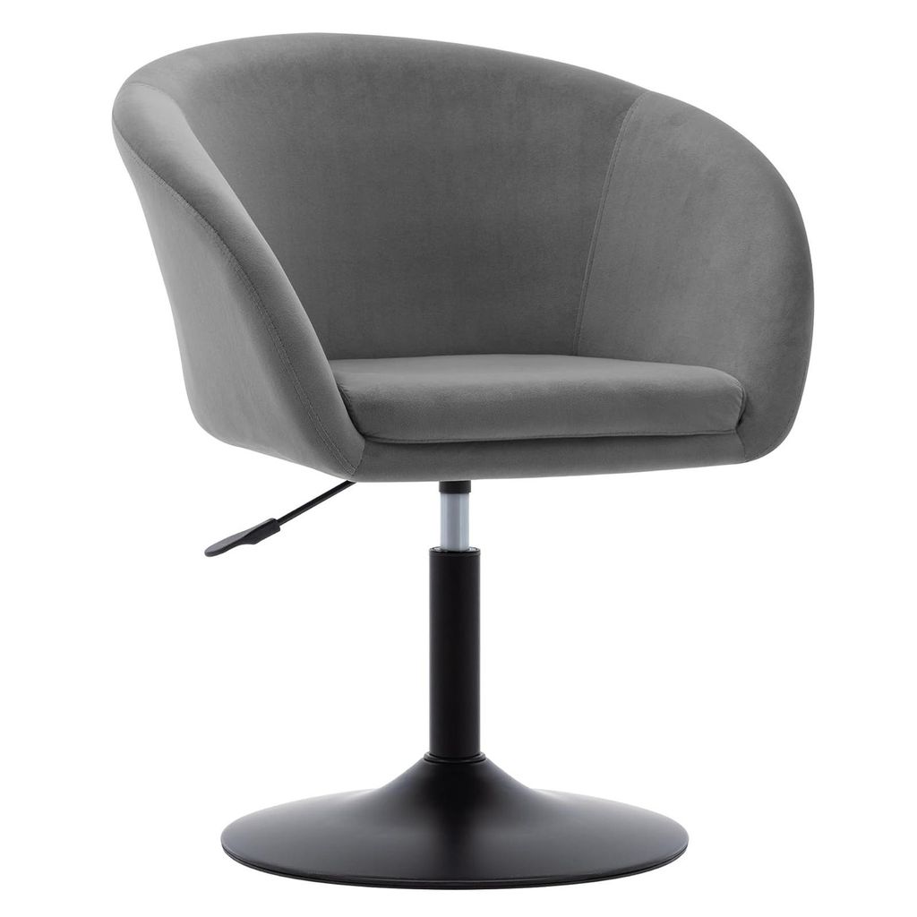 Duhome Clubsessel Cocktailsessel aus Samt Loungesessel Höhenverstellbar Drehhocker mit Armlehne und Rücklehne, Grau