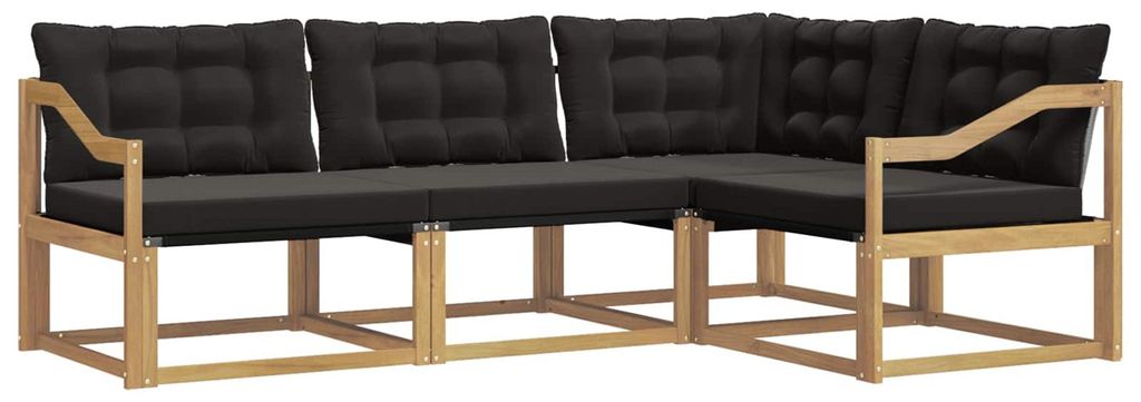 vidaXL Outdoor-Sofagarnitur mit Kissen 4 pcs Weiß und Schwarz