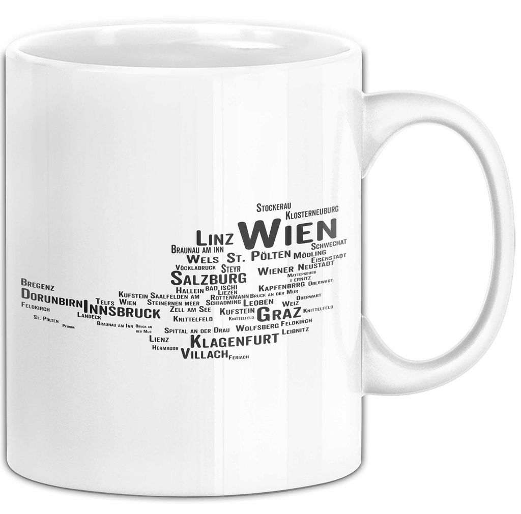 Österreich Karte Wien Wienerisch Tasse Geschenk Lustige Geschenkidee Spruch (Weiß)