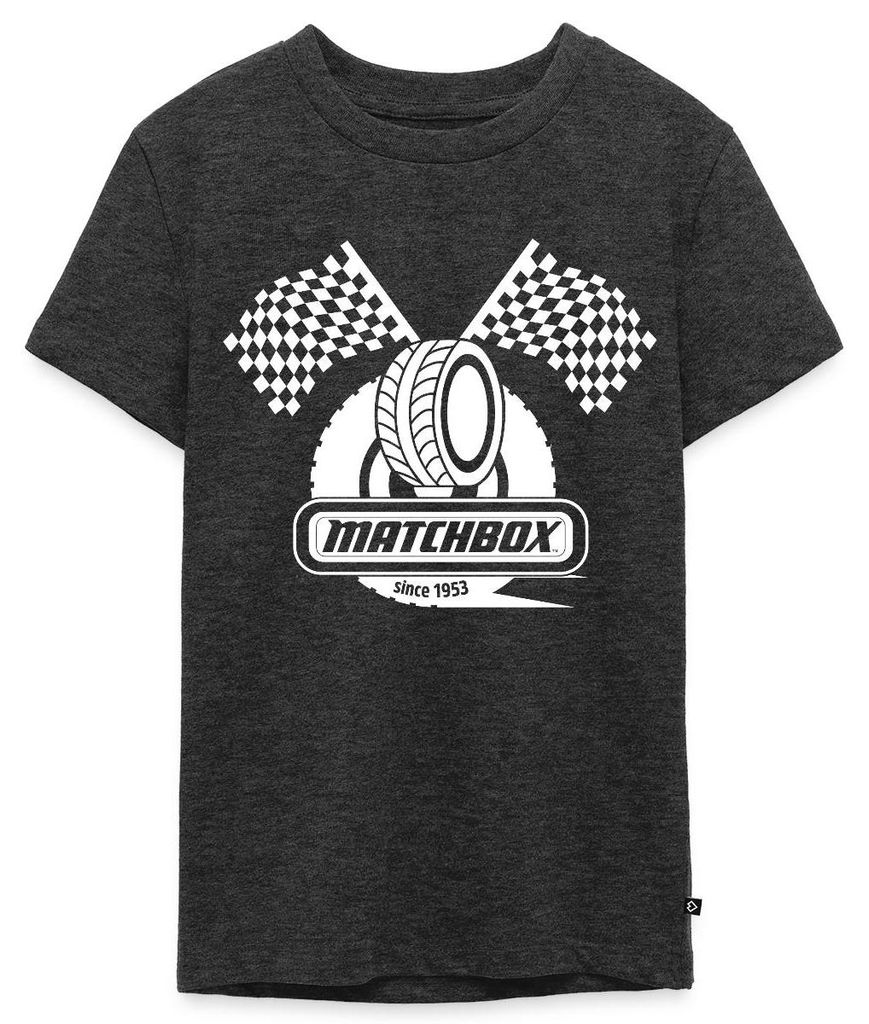 Spreadshirt Matchbox 1953 Mit Zielflaggen Rennen Teenager Premium T-Shirt, 158/164 (12 Jahre), Anthrazit meliert