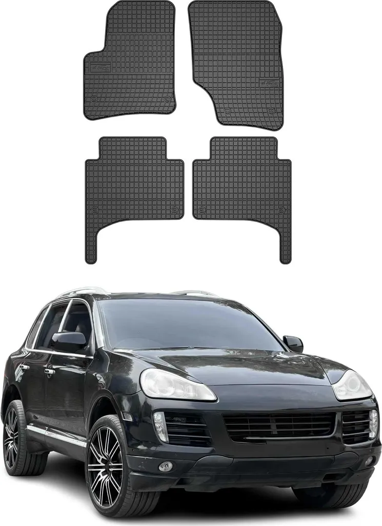 Set Tappetini Porsche Cayenne 955 957 Gomma Nera 2002-2010 Professionale