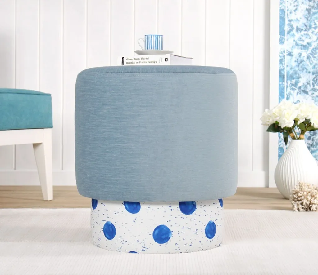 Pouf décoratif multicolore Colyos pour salon et chambre 43x43x46 cm